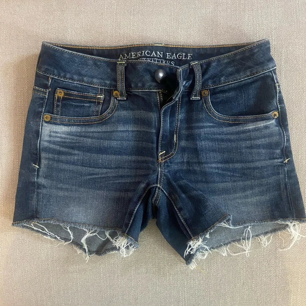 American Eagle Dark Wash Shortie Denim Shorts